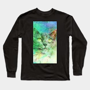 Abstract Art With Beautiful Cat Long Sleeve T-Shirt